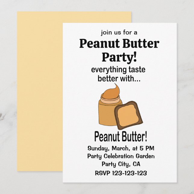 Peanut Butter Bread Cute Funny Invitation (Front/Back)