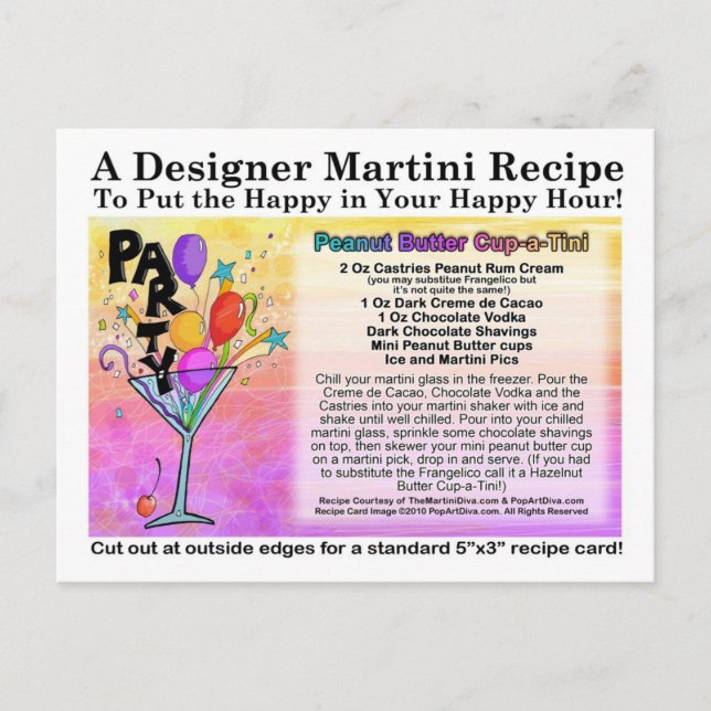 Peanut Butter Cup Candy Martini Recipe Card (Front)