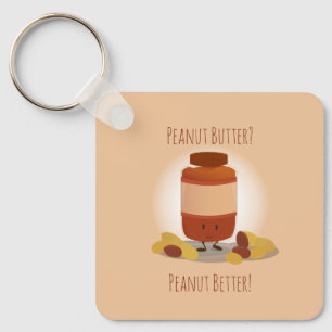 Peanut Butter Jar Nuts Cute Food Illustration Key Ring
