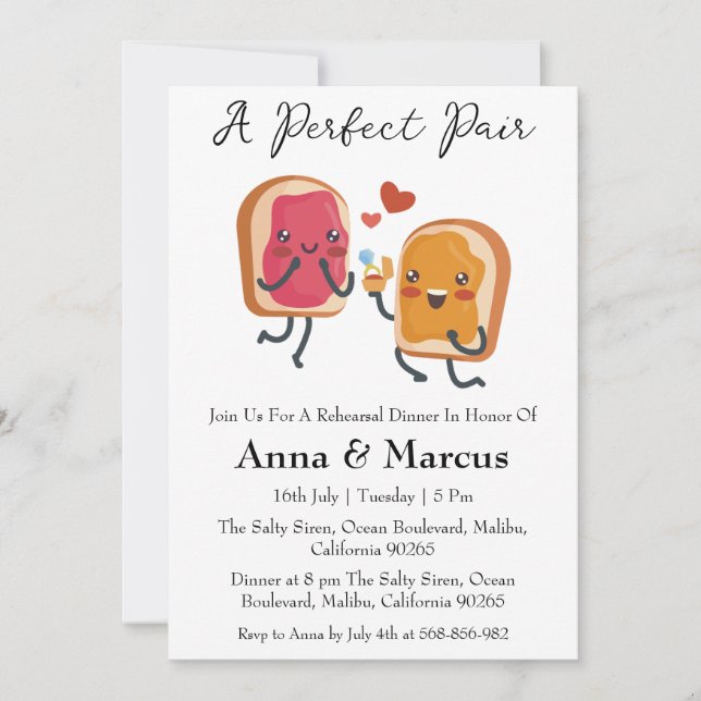Peanut Butter Jelly a perfect pair bridal dinner Invitation (Front)