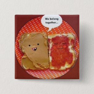 peanut butter jelly best friends 15 cm square badge