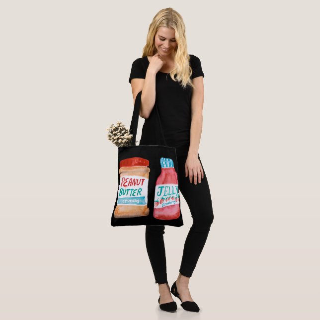 Peanut Butter & Jelly Jars Watercolor Tote Bag (On Model)