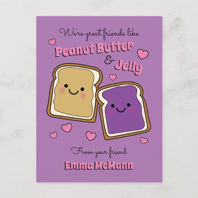 Peanut Butter Jelly Kids PBJ Valentine Postcard (Front)
