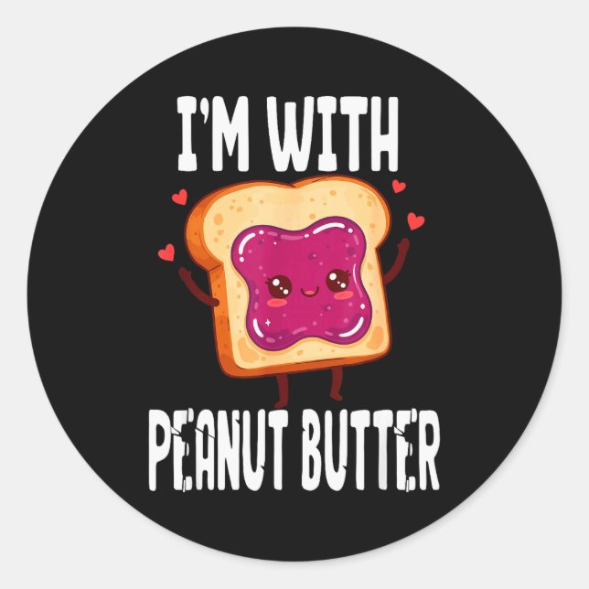 Peanut Butter Jelly Matching Couples Halloween Fun Classic Round Sticker (Front)