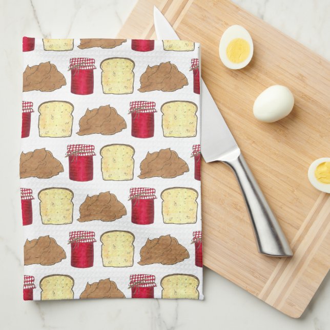 Peanut Butter Jelly Sandwich Bread Lunchtime Food Tea Towel (Quarter Fold)