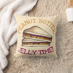 Peanut Butter Jelly Time PBJ Sandwich Foodie Lunch Cushion