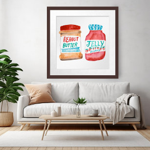 Peanut Butter & Jelly Watercolor Art Poster