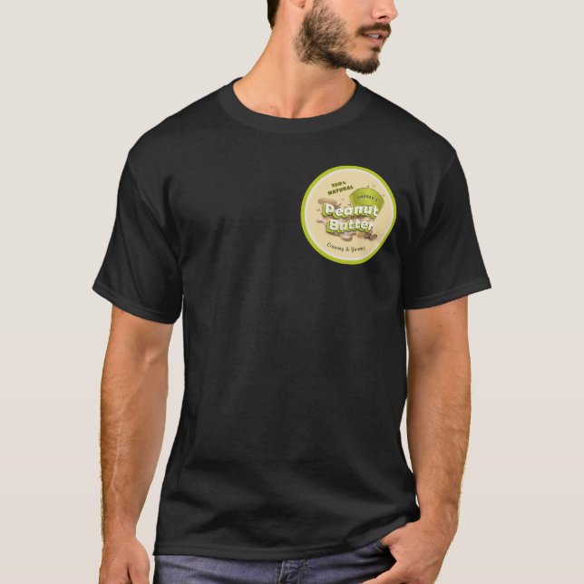 Peanut Butter Yellow Green Beige Logo Cute Black T-Shirt (Front)