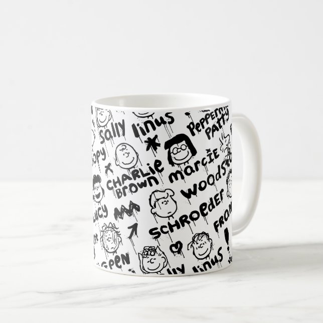 Peanut Characters Graffiti Pattern Coffee Mug (Front Right)
