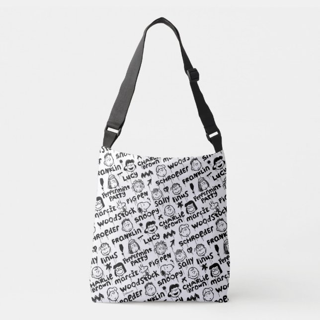 Peanut Characters Graffiti Pattern Crossbody Bag (Front)