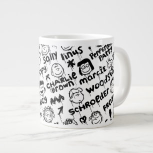 Peanut Characters Graffiti Pattern Large Coffee Mug