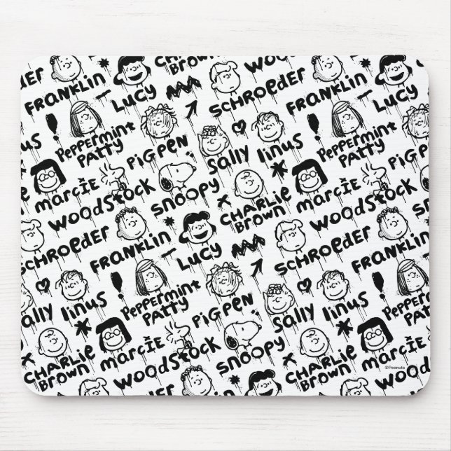 Peanut Characters Graffiti Pattern Mouse Mat (Front)