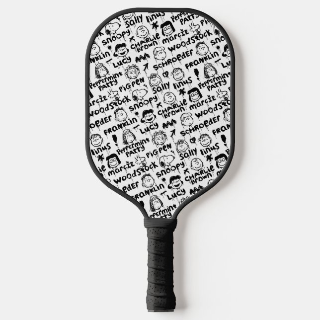 Peanut Characters Graffiti Pattern Pickleball Paddle (Front)