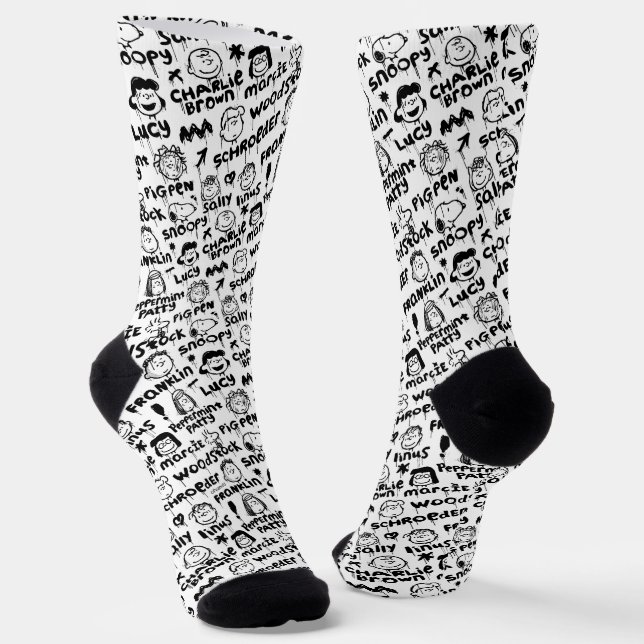 Peanut Characters Graffiti Pattern Socks (Angled)