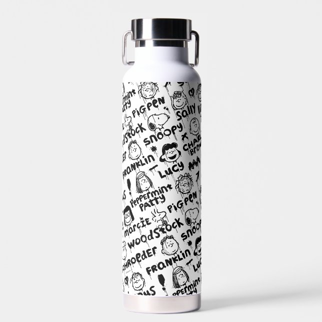 Peanut Characters Graffiti Pattern Water Bottle (Front)
