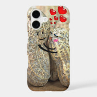Peanut Couple Hugging with Red Hearts