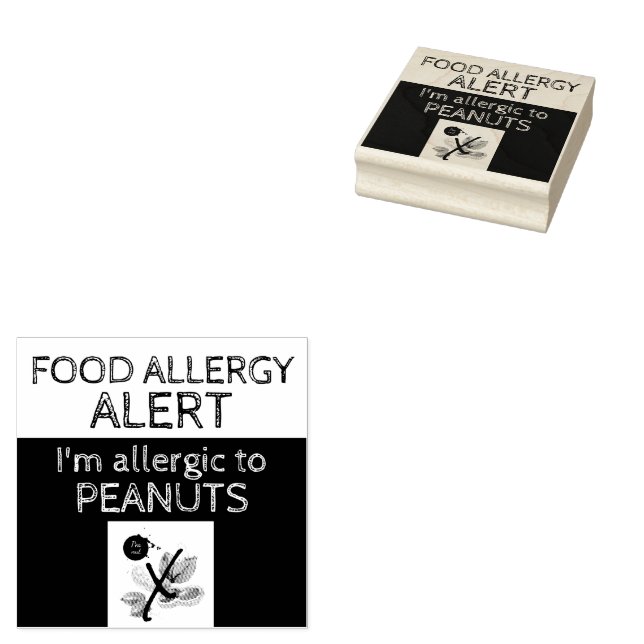 Peanut Food Allergy Alert Rubber Stamp (Stamped)