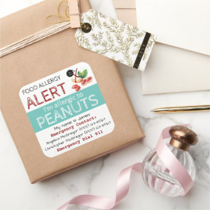 Peanut Food Allergy Sticker Light Teal