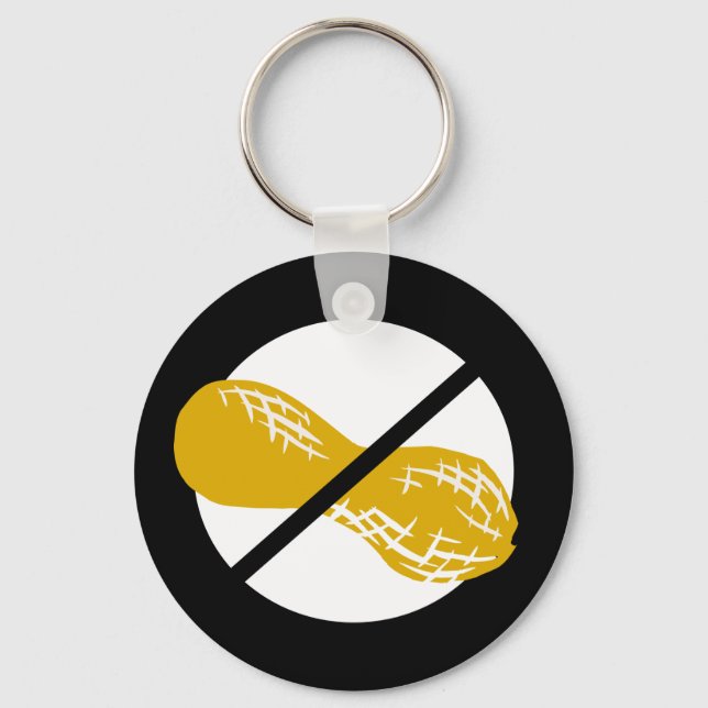 Peanut Free Symbol Black No Peanuts Allergy Kids Key Ring (Front)