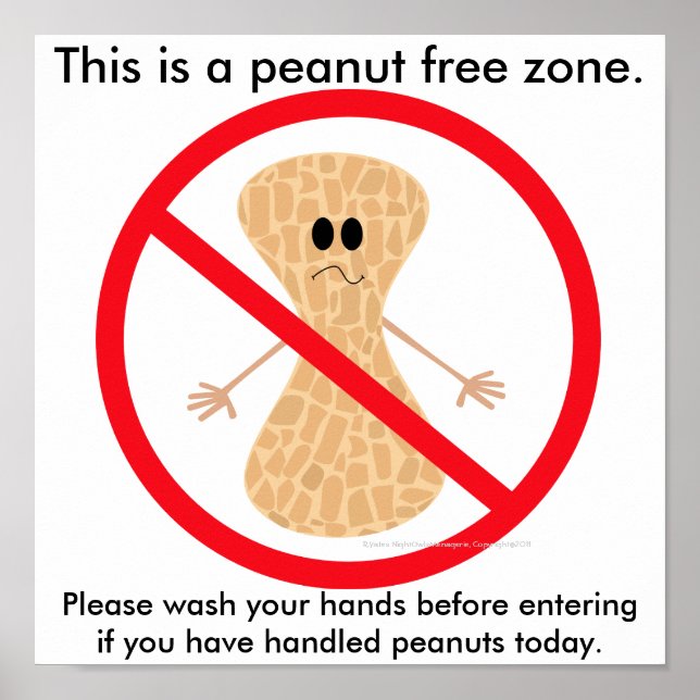 Peanut Free Zone Food Allergy Print (Front)