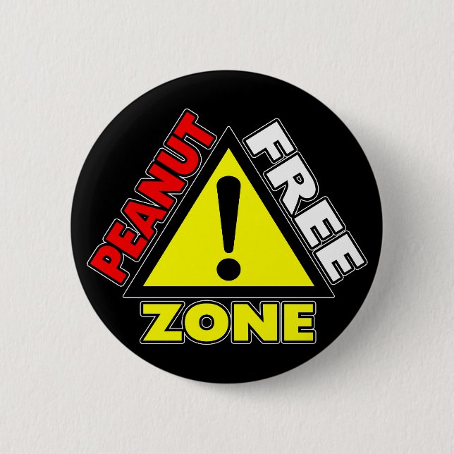 Peanut Free Zone (Peanut Allergy) 6 Cm Round Badge (Front)