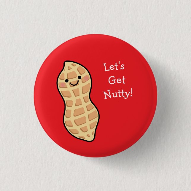 Peanut Let's Get Nutty 3 Cm Round Badge (Front)