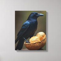 Peanut Lovers Crow-Raven Canvas Wall Art