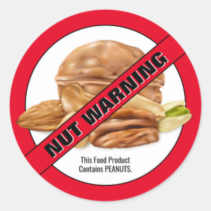 Peanut Nut Allergy Warning Food Product Info Classic Round Sticker
