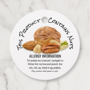 Peanut Nut Allergy Warning Information Product Favour Tags