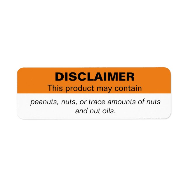 Peanut/Nut Disclaimer Vending Label Sticker (Front)