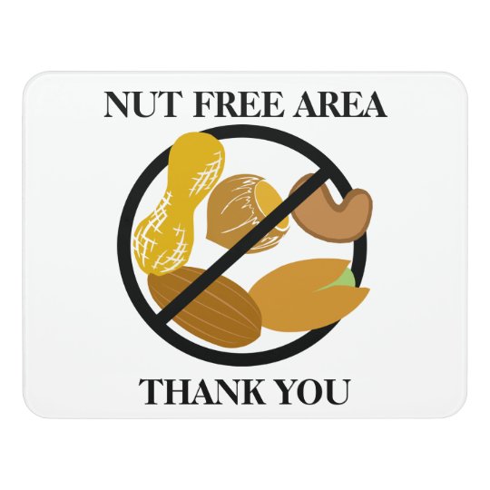 Peanut &amp; Tree Nut Free Area Nut Free School Door Sign | Zazzle.co.uk