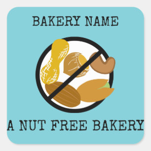 Peanut Tree Nut Free Bakery Label Custom Colour