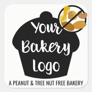 Peanut Tree Nut Free Bakery Logo Custom Square Sticker