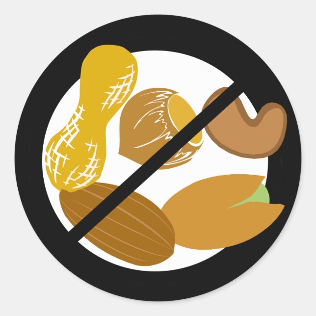 Peanut Tree Nut Free Black Allergy Nut Classic Round Sticker (Front)