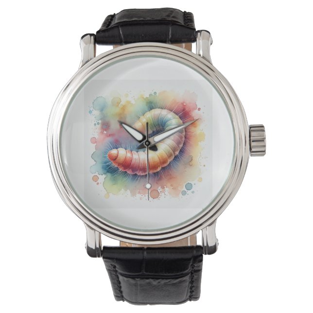 Peanut worm 171024AREF111 - Watercolor Watch (Front)