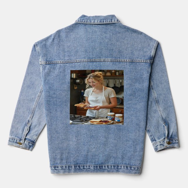 Peanutbutter and Jelly Sandwich Custom Denim Jacket (Back)