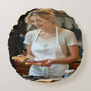 Peanutbutter and Jelly Sandwich Custom Round Cushion