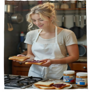 Peanutbutter and Jelly Sandwich Custom Shower Curtain