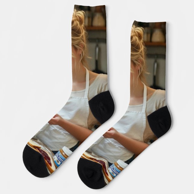Peanutbutter and Jelly Sandwich Custom Socks (Left)