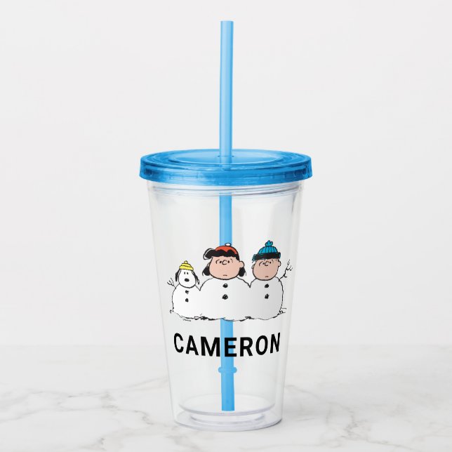 Peanuts | 3 Person Snowman Acrylic Tumbler (Front)