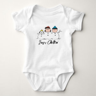 Peanuts   3 Person Snowman Baby Bodysuit