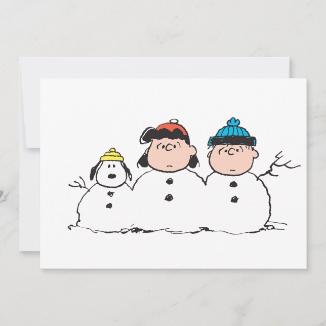 Peanuts | 3 Person Snowman Holiday Card (Front)