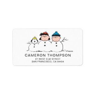 Peanuts   3 Person Snowman Label