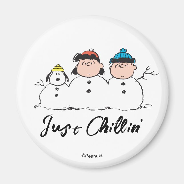 Peanuts | 3 Person Snowman Magnet (Front)