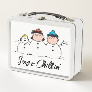 Peanuts 3 Person Snowman Metal Lunch Box