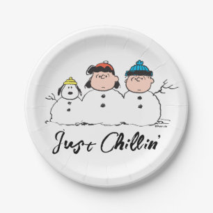 Peanuts   3 Person Snowman Paper Plate