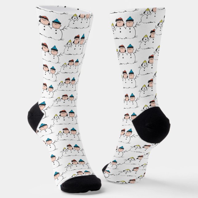 Peanuts | 3 Person Snowman Socks (Angled)