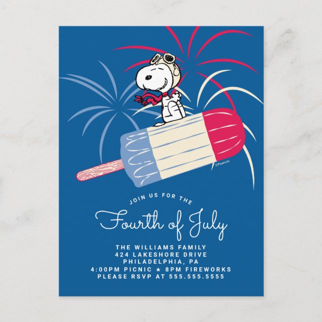 Peanuts 4th of July Picnic Invitation Postcard (Front)