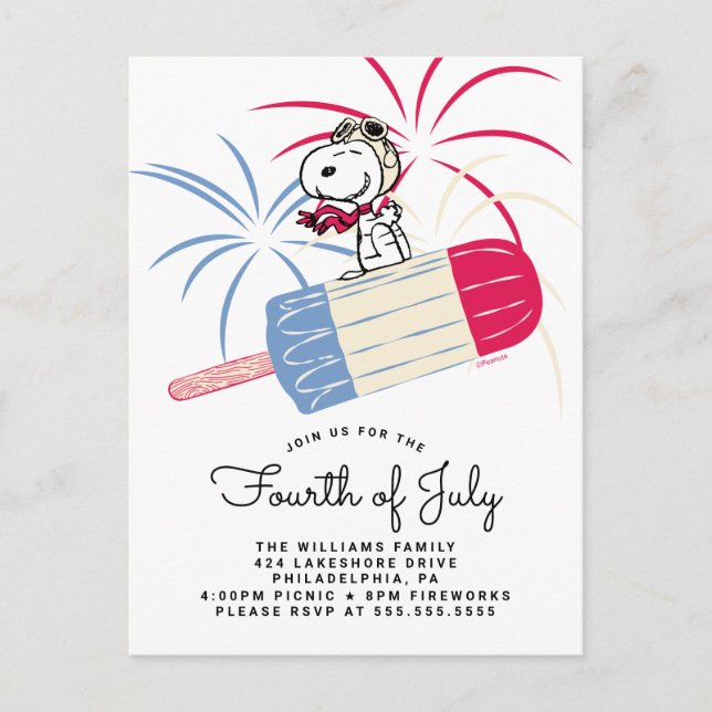 Peanuts 4th of July Picnic Invitation Postcard (Front)