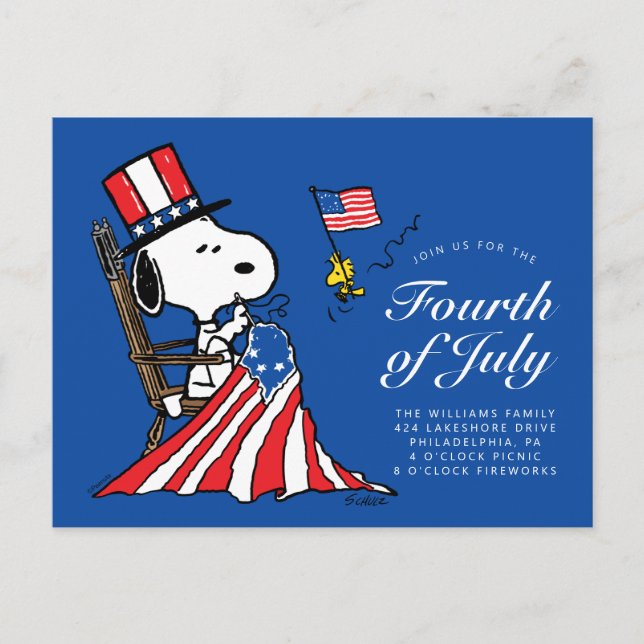 Peanuts 4th of July Picnic Invitation Postcard (Front)